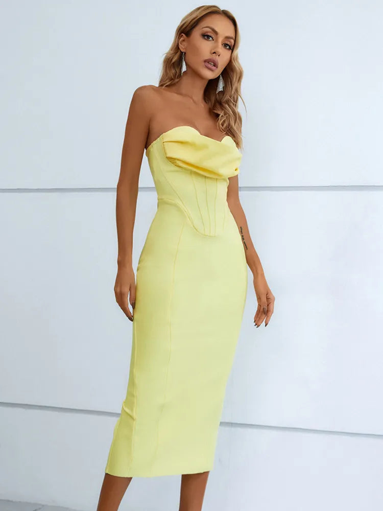Vestido Midi Tomara que Caia Corset