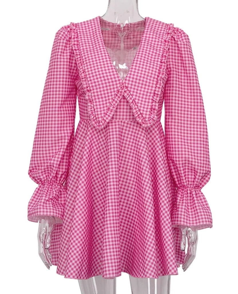 Vestido Rosa com Mangas Bufantes
