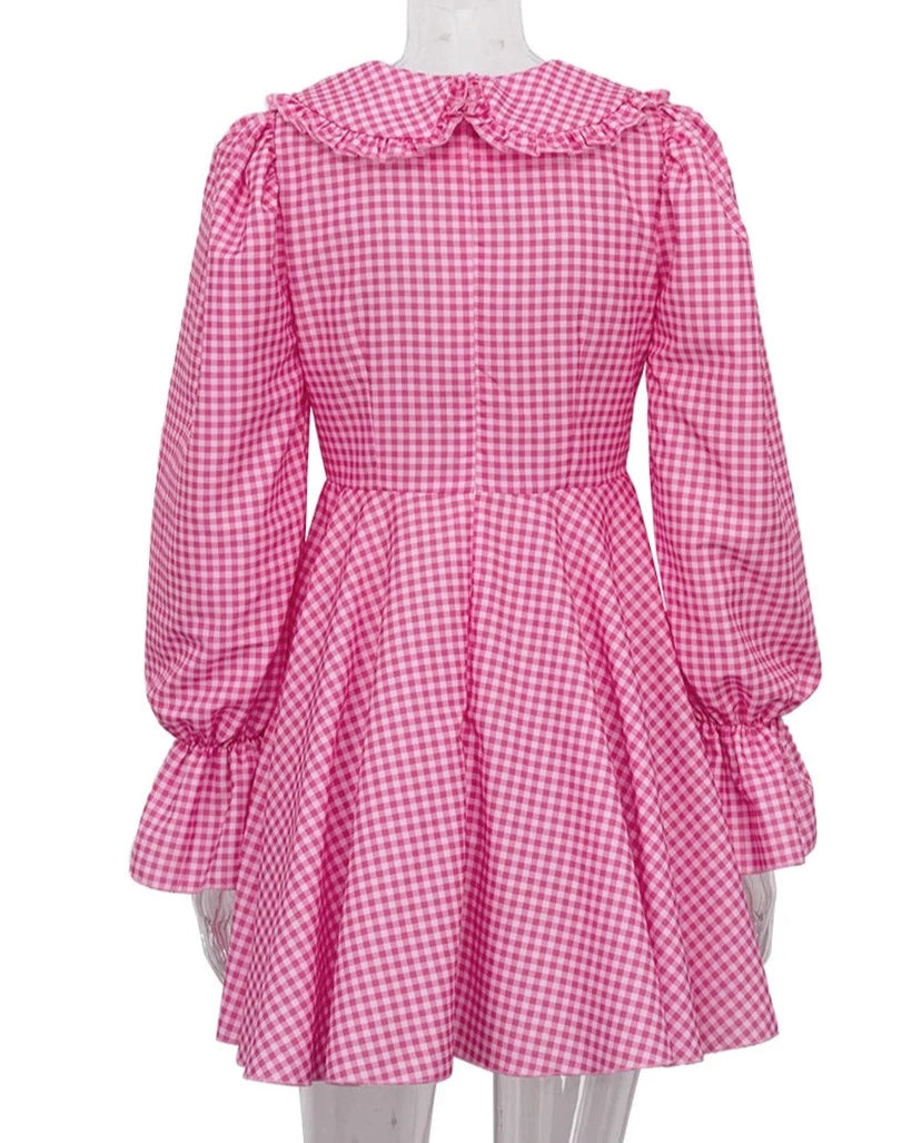 Vestido Rosa com Mangas Bufantes