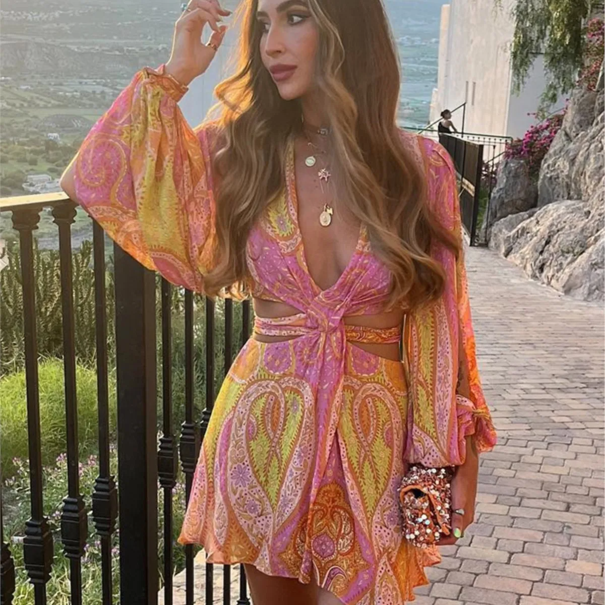 Vestido Chiffon Plissado
