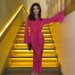 Vestido Midi Plissado Manga Longa