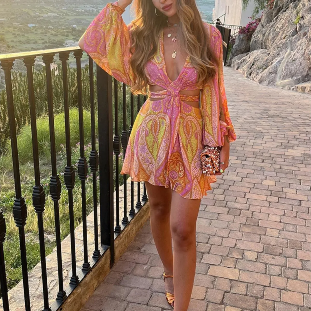 Vestido Chiffon Plissado