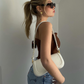 Bolsa Baguete de Couro Vintage