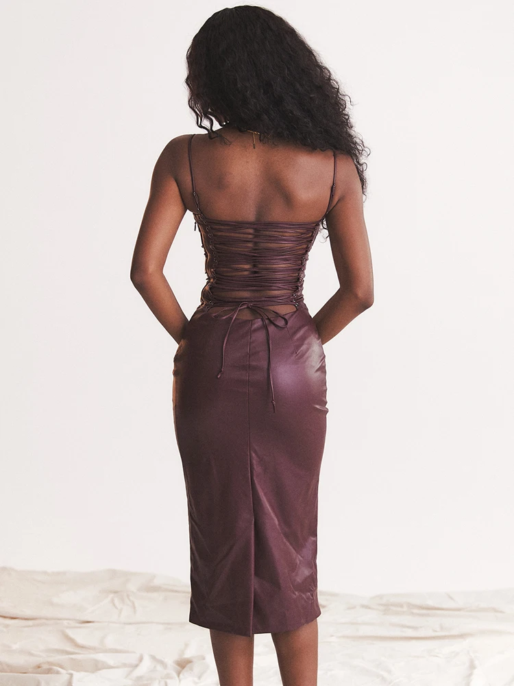 Vestido Midi de Couro