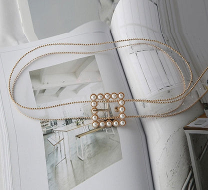 Cinto Feminino Transparente Perola e Strass