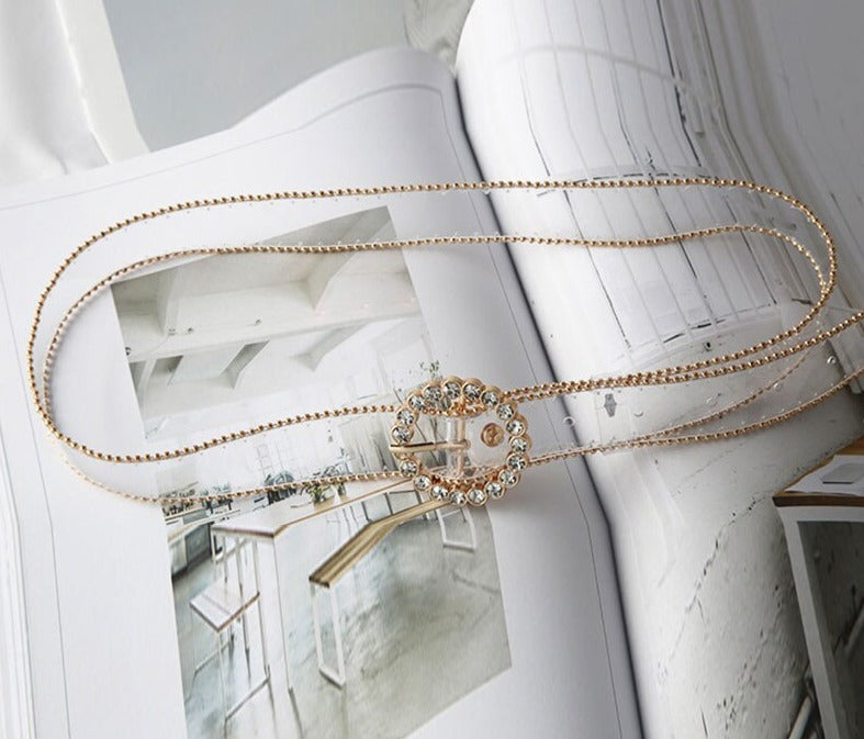 Cinto Feminino Transparente Perola e Strass