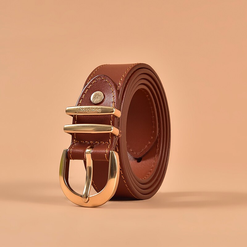  Cinto Couro Casual Retro Marrom