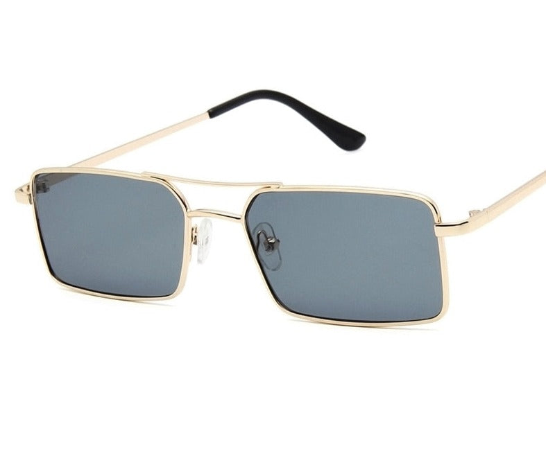  Óculos de Sol Feminino Retangular  Dourado/Cinza