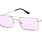  Óculos de Sol Feminino Retangular Prata/Lilas
