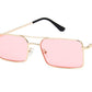  Óculos de Sol Feminino Retangular Dourado/Rosa