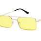  Óculos de Sol Feminino Retangular Dourado/Amarelo