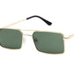  Óculos de Sol Feminino Retangular Dourado/Verde