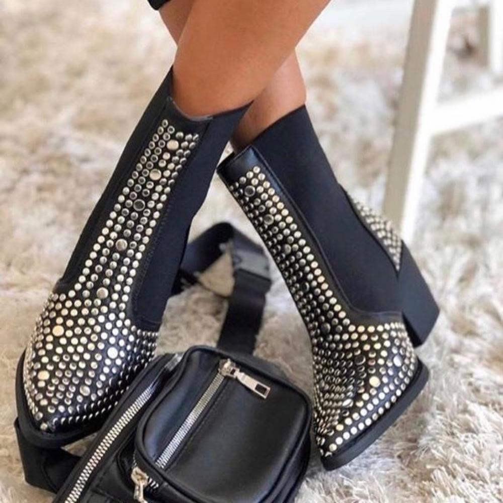 Bota Feminina Cano Curto com Strass