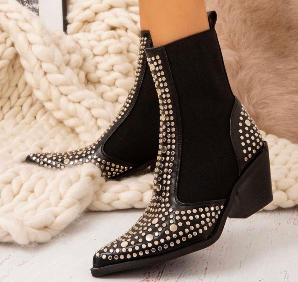 Bota Feminina Cano Curto com Strass