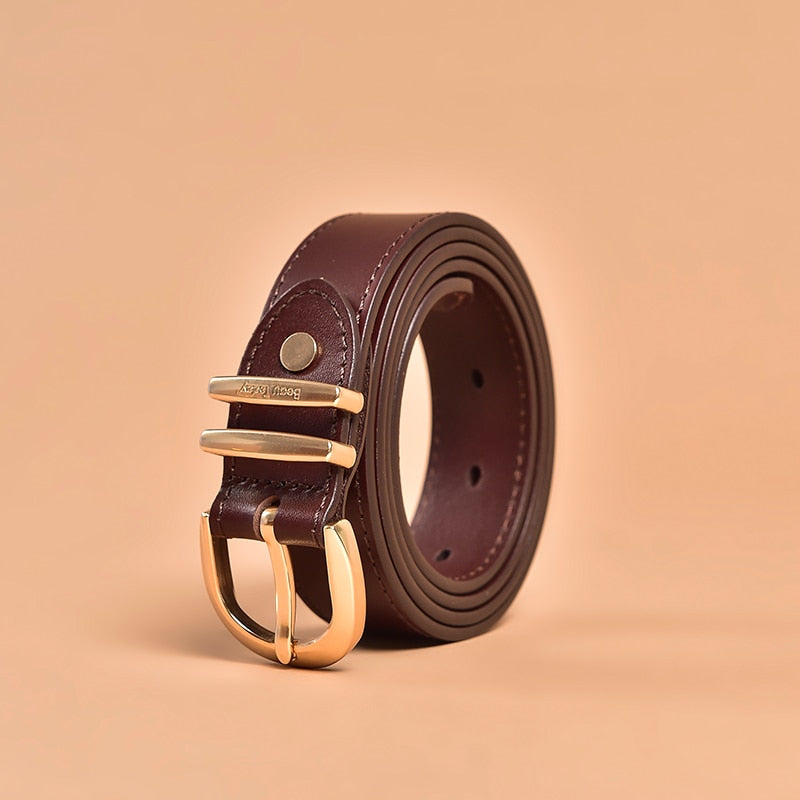  Cinto Couro Casual Retro Marrom