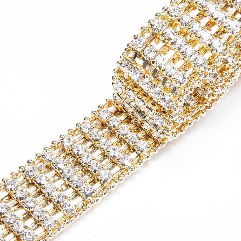 Cinto Feminino Corrente Strass Brilhante Dourado