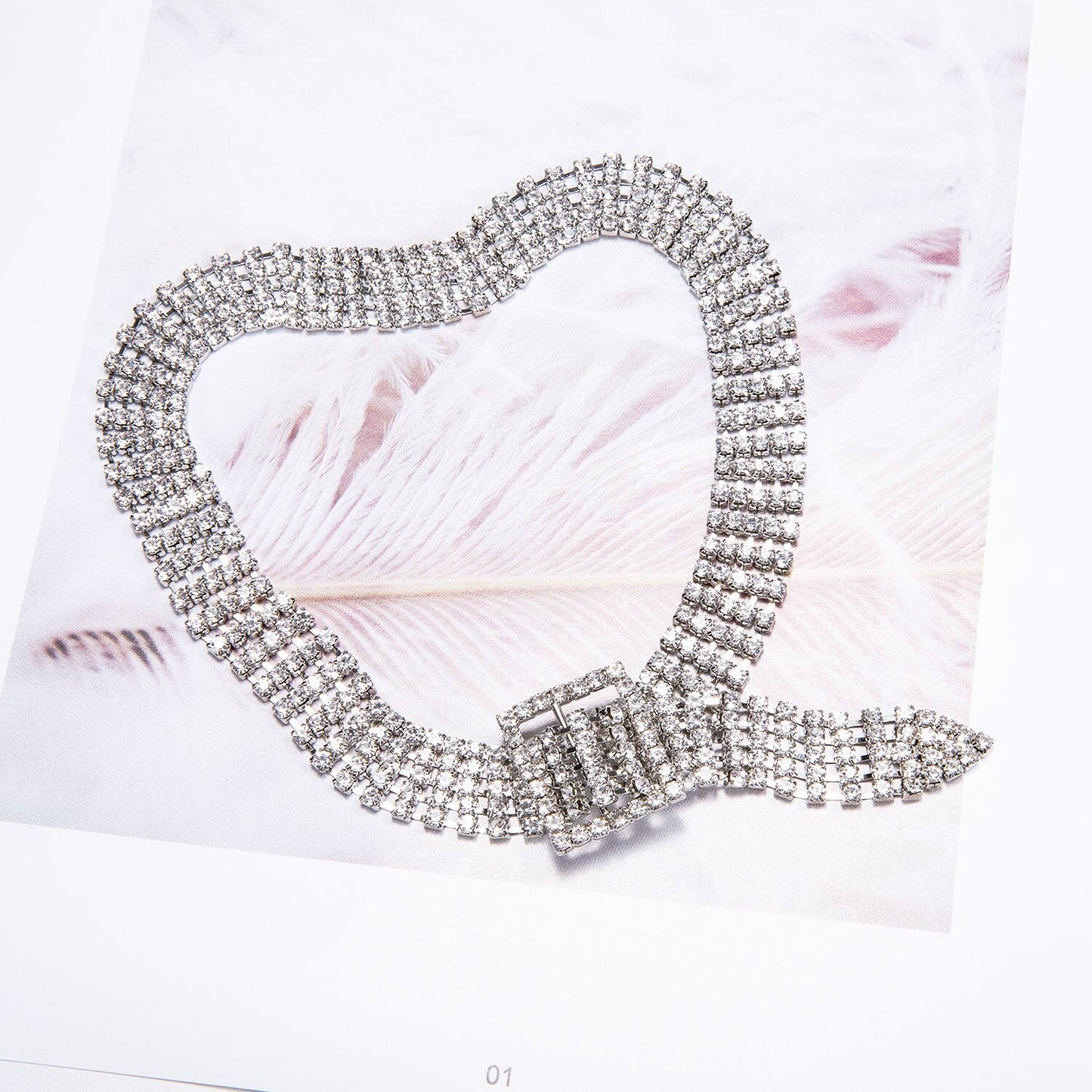 Cinto Feminino Corrente Strass Brilhante Prata