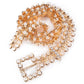 Cinto Feminino Corrente Strass Brilhante Dourado e Peróla
