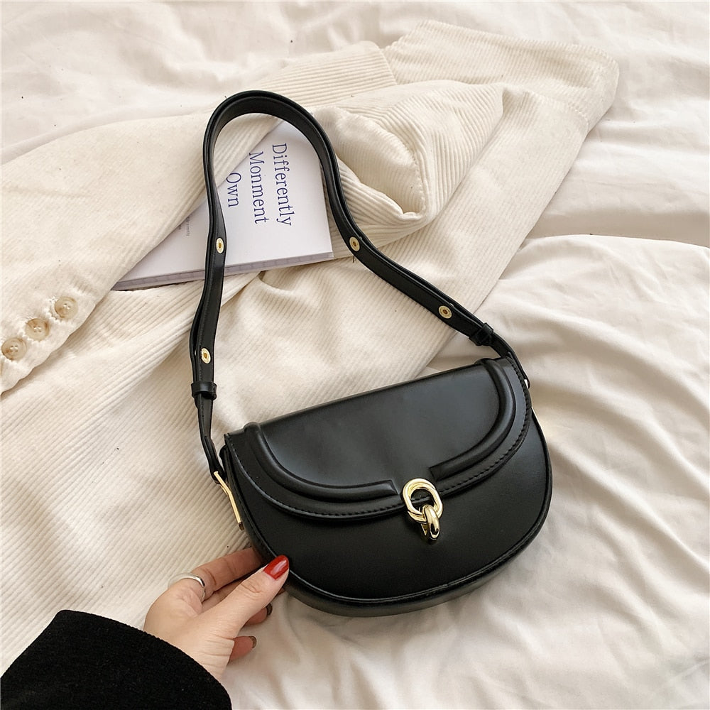 Bolsa de Ombro de Couro Preta