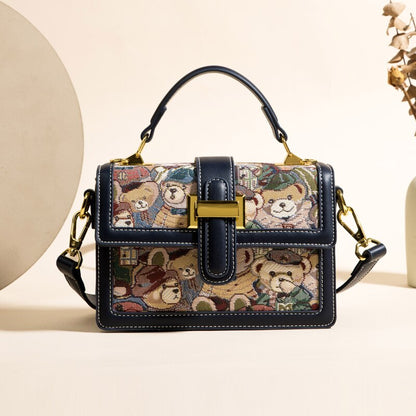 Bolsa de Couro de Ombro e de Mão Quadrada