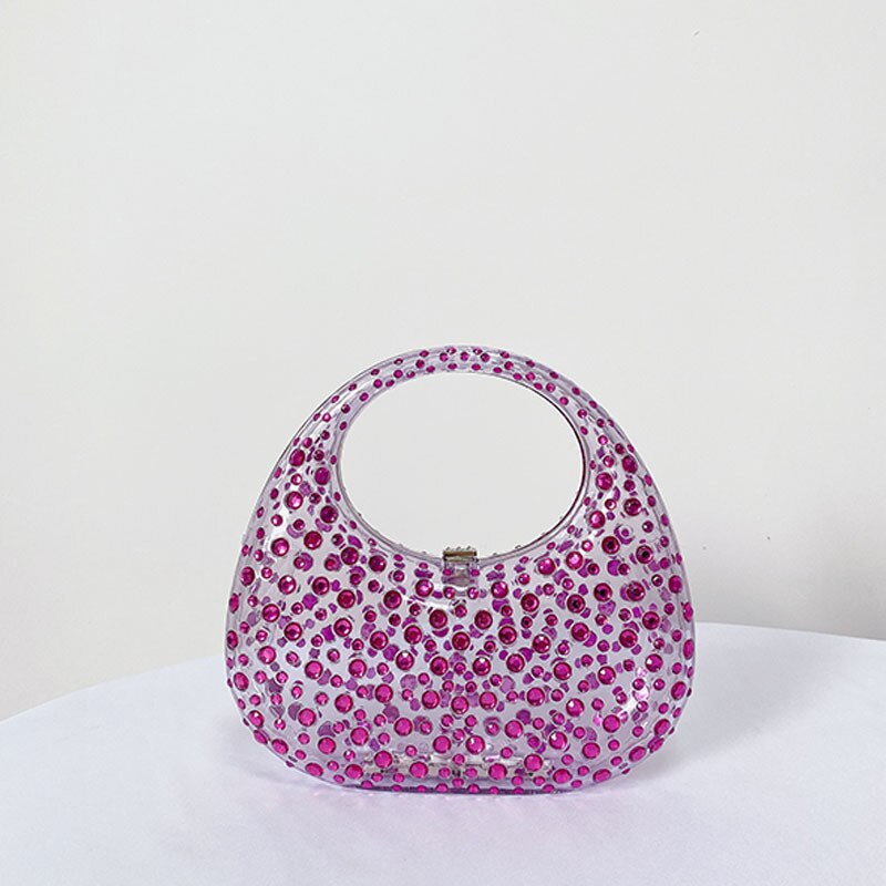Bolsa Meia Lua Transparente Strass