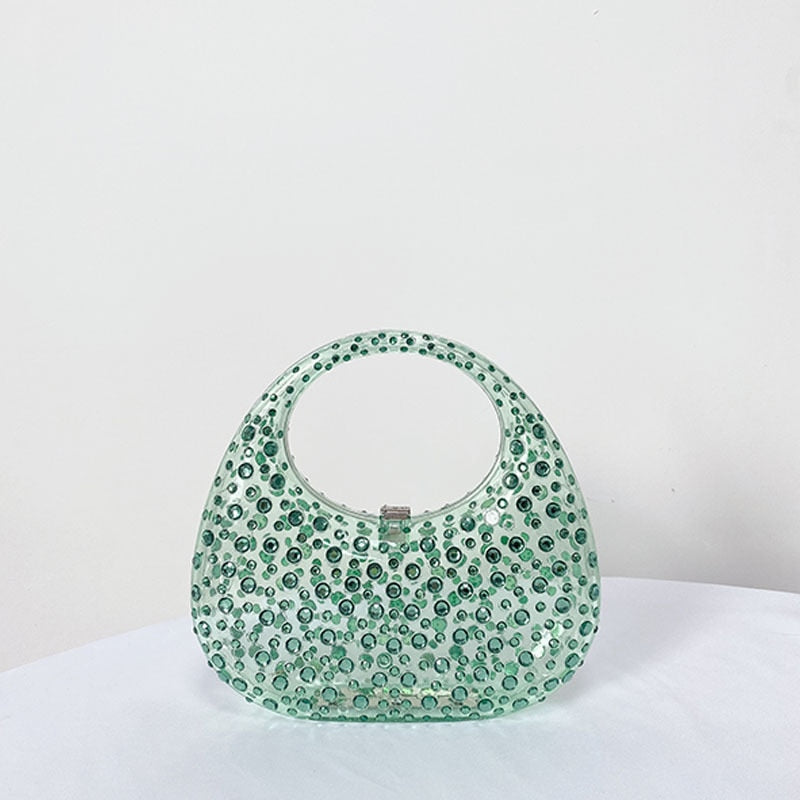 Bolsa Meia Lua Transparente Strass