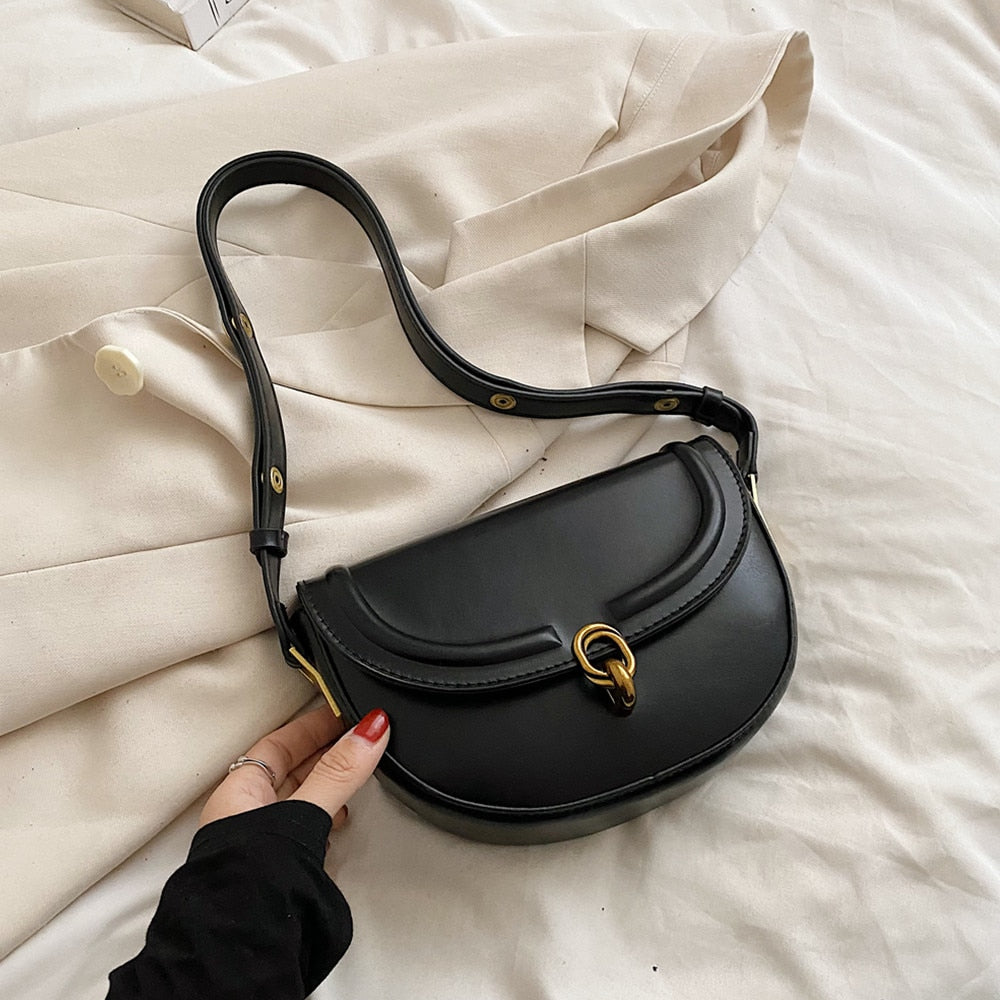 Bolsa de Ombro de Couro Preta