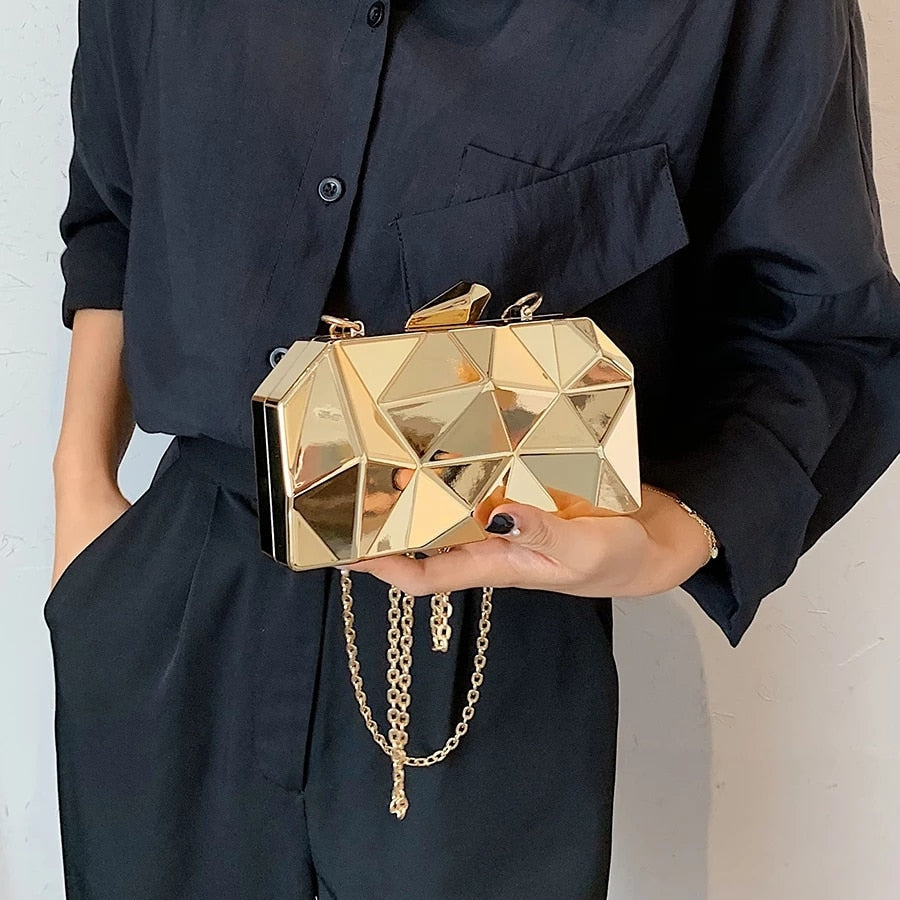 Bolsa Clutch Geométrica Metalizada