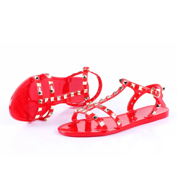   Sandália Rasteira Gladiadora com Spikes