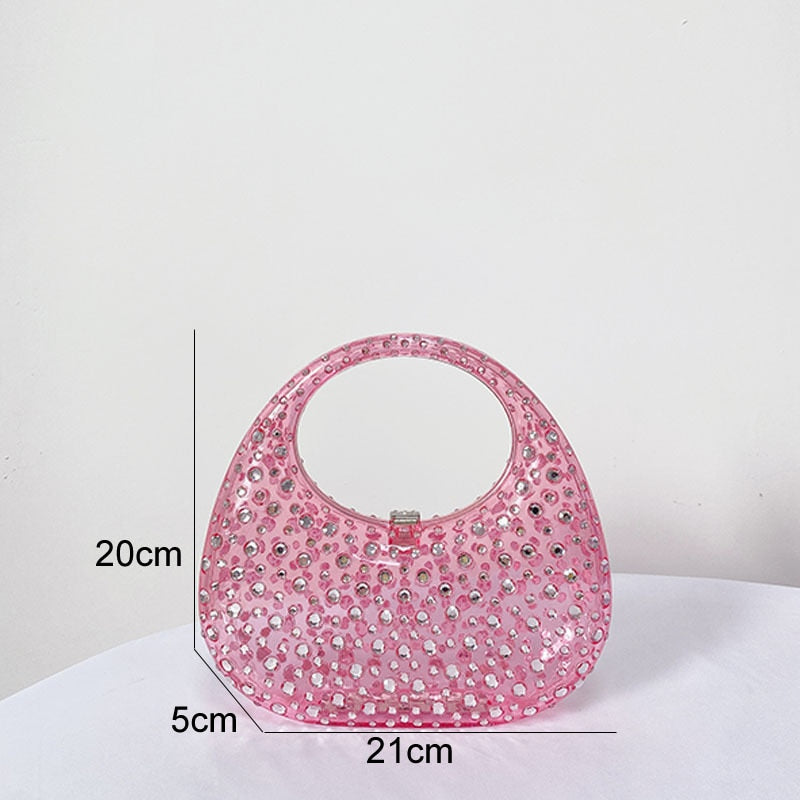 Bolsa Meia Lua Transparente Strass