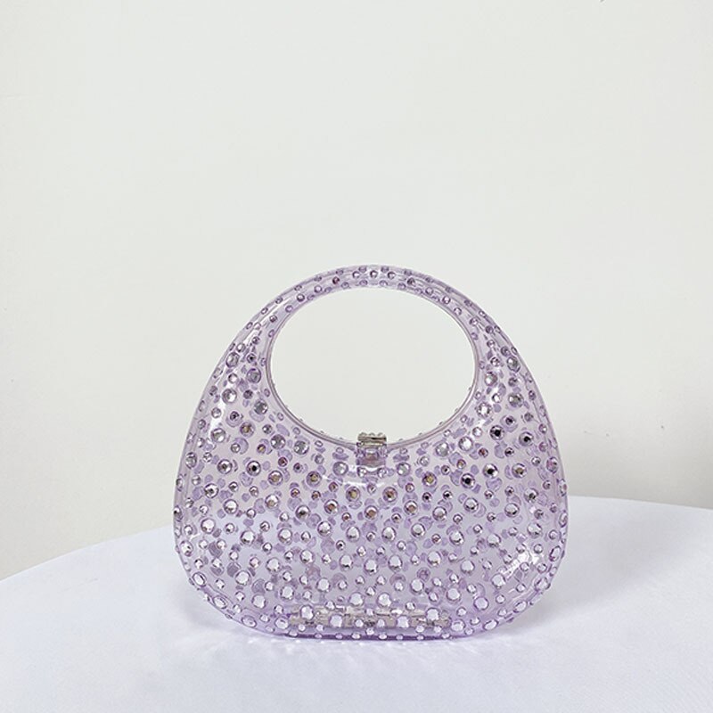 Bolsa Meia Lua Transparente Strass