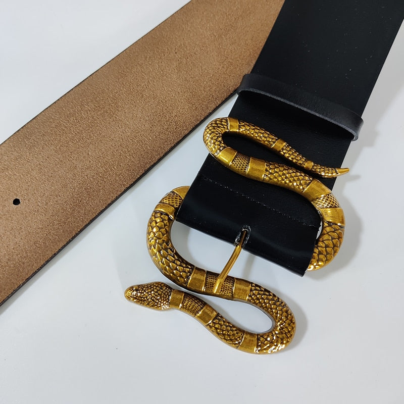 Cinto Feminino Largo de Couro  Snake