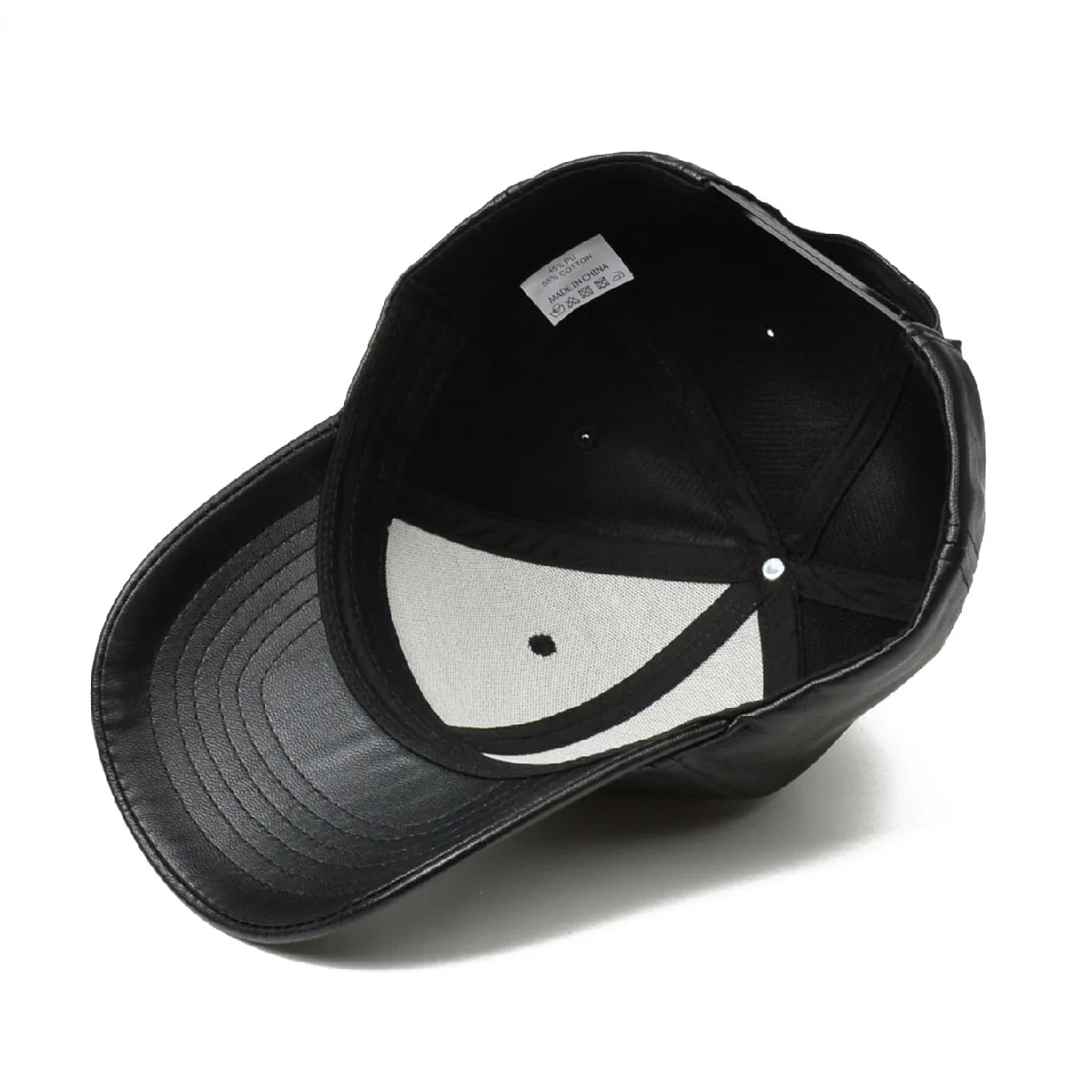 Boné de Couro Preto Masculino Estilo Hip Hop