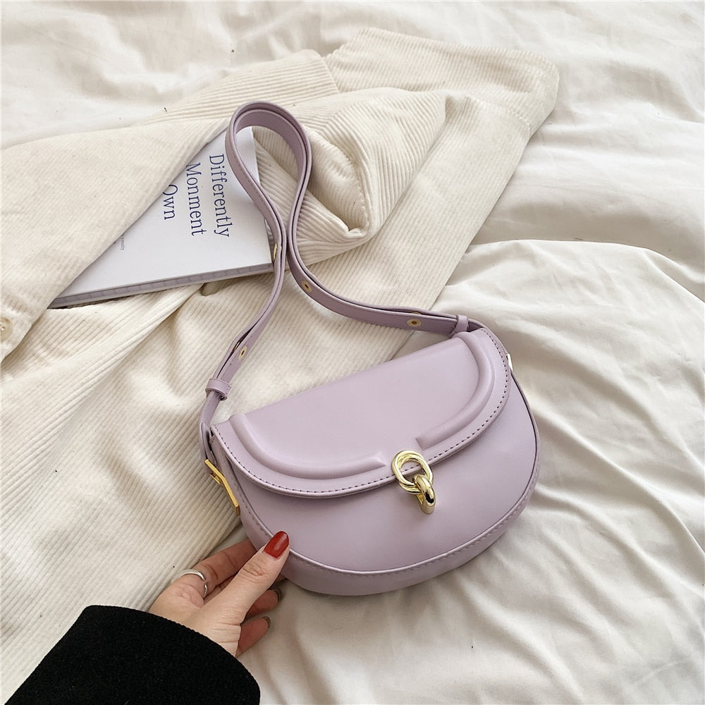 Bolsa de Ombro de Couro Lilas