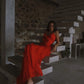 Vestido Longo no Chiffon com Babados