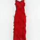 Vestido Longo no Chiffon com Babados