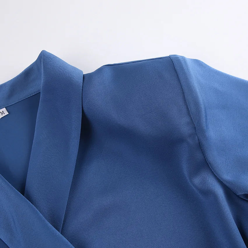 Vestido Curto Cetim Azul