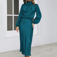   Vestido Midi Cetim Manga Longa