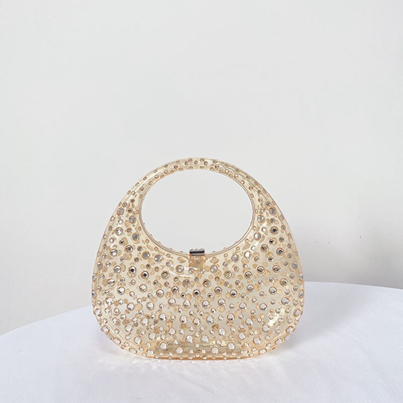 Bolsa Meia Lua Transparente Strass
