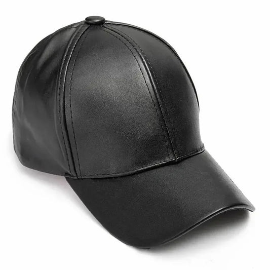 Boné Masculino de Couro PU Ajustável