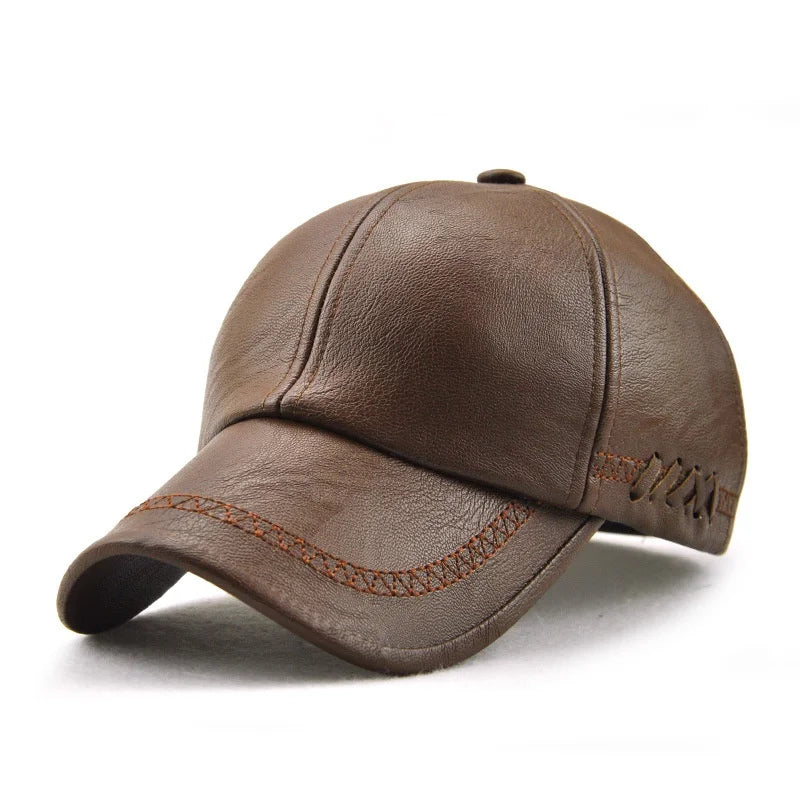 Boné de Couro PU Masculino Estilo Urbano
