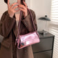 Bolsa Baguete de Couro Metálica