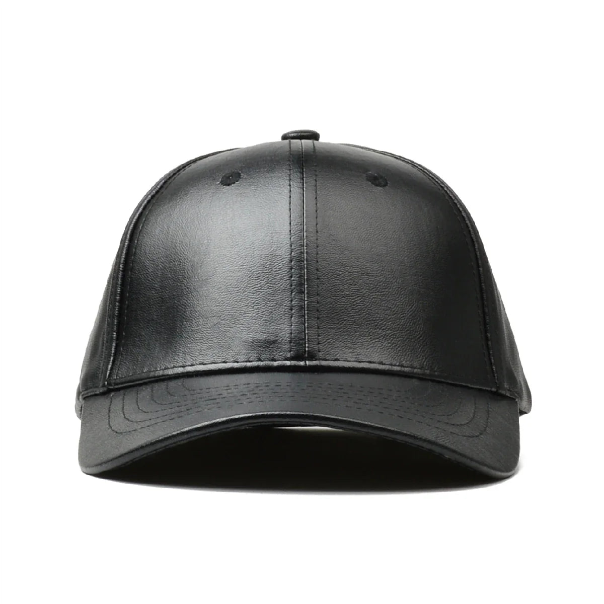 Boné de Couro Preto Masculino Estilo Hip Hop