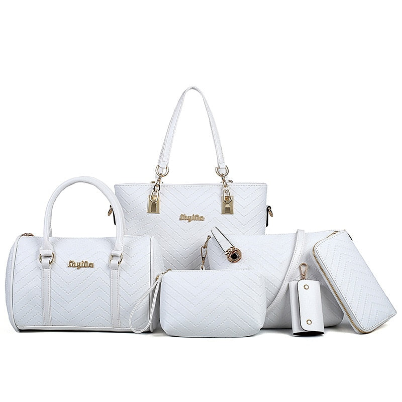 Kit 6 Bolsas Feminina de Couro Branca