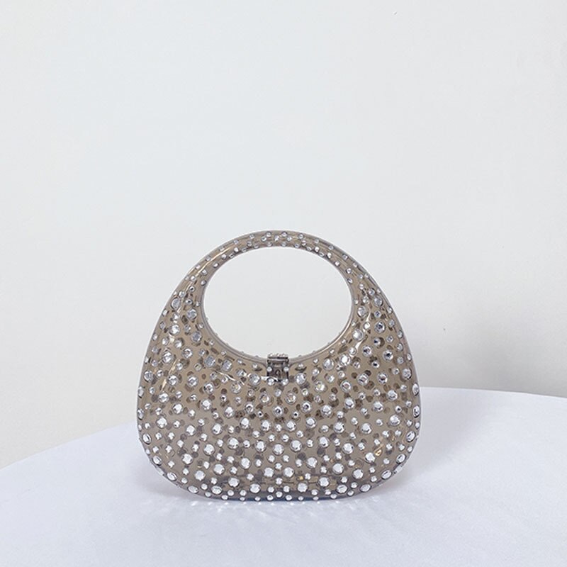 Bolsa Meia Lua Transparente Strass