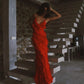 Vestido Longo no Chiffon com Babados