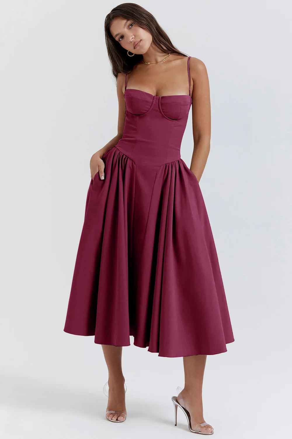 Vestido Longo Corset Retro 