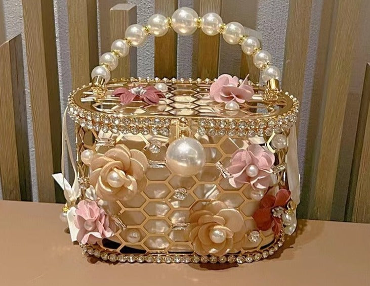 Bag de Balde Strass e Perola  e Flor