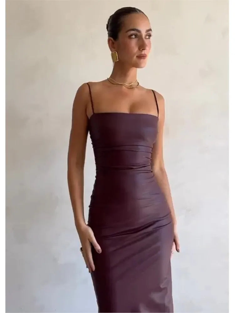 Vestido Midi de Couro