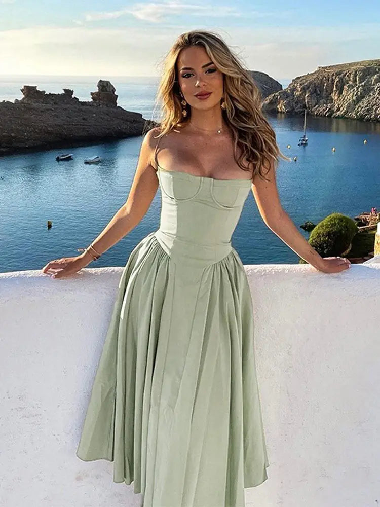  Vestido Longo Corset Retro 